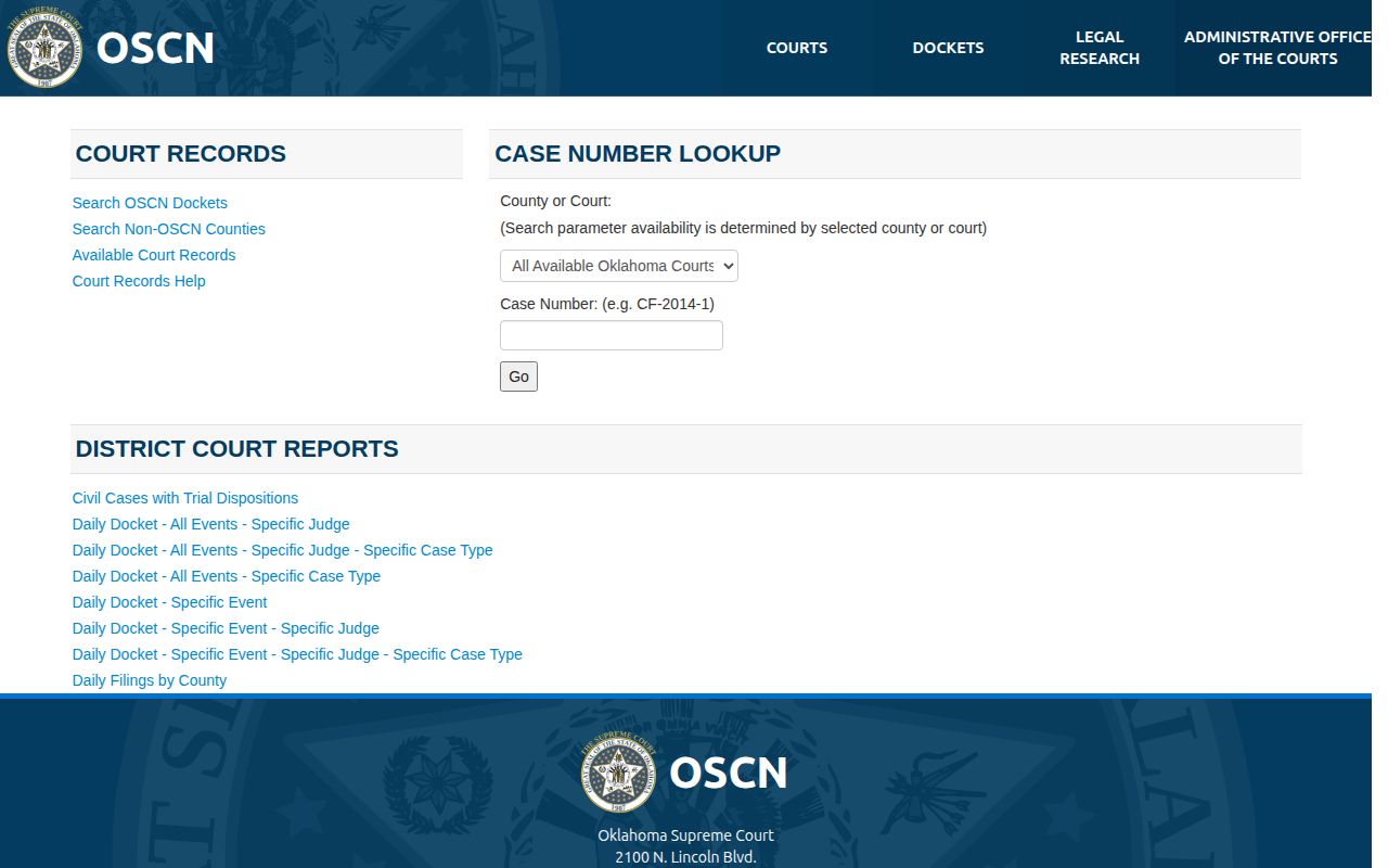 Blaine County warrant court record search through OSCN